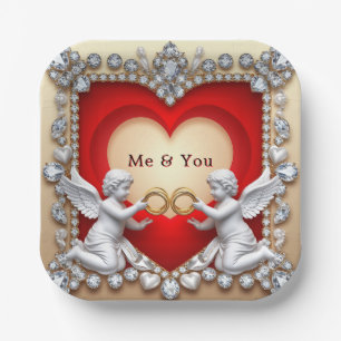 Romantic Heart Design Paper Plate