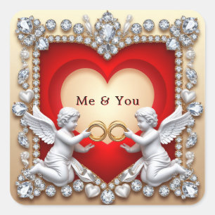 Romantic Heart Design Square Sticker