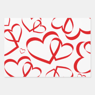 Romantic Heart Design Wrapping Paper Sheet