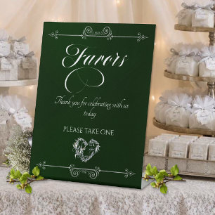 Romantic Heart Favours - Emerald Pedestal Sign