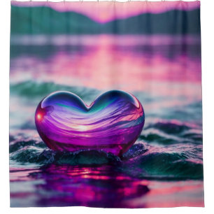 "Romantic Heart Floating on Water" Shower Curtain