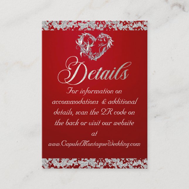 Romantic Heart & Glitter, QR Code on Red Enclosure Card (Front)