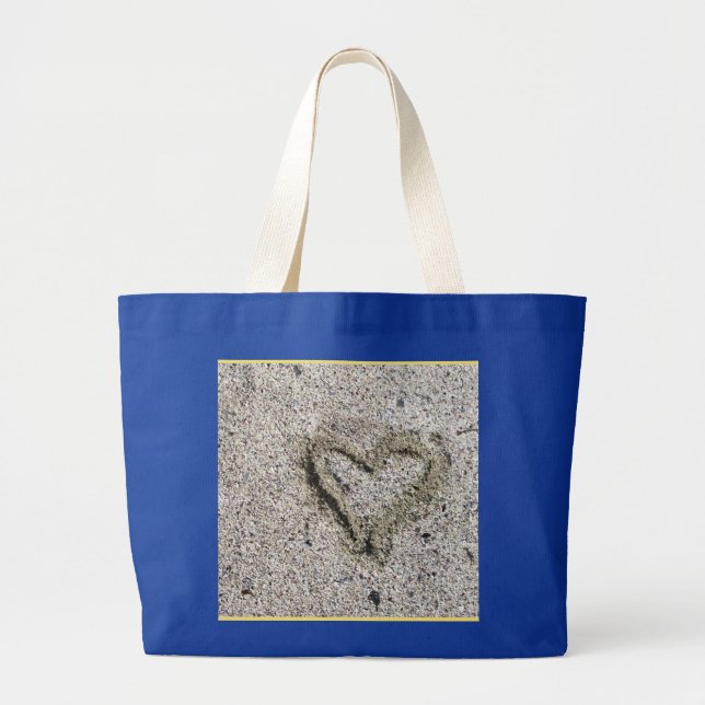 Romantic Heart in Sand Large Tote Bag (Front)