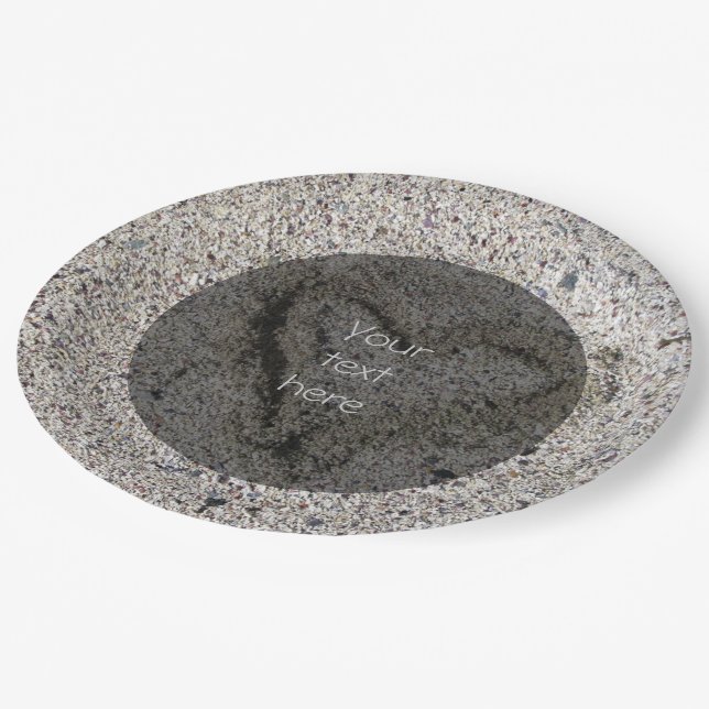 Romantic Heart in Sand photo any Text Paper Plate (Angled)
