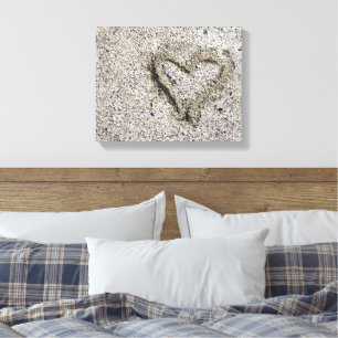Romantic Heart in Sand Photo Canvas Print
