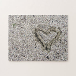 Romantic Heart in Sand Photo Challenge Jigsaw Puzzle