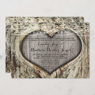 Romantic Heart In Tree Trunk Forest Wedding Invitation