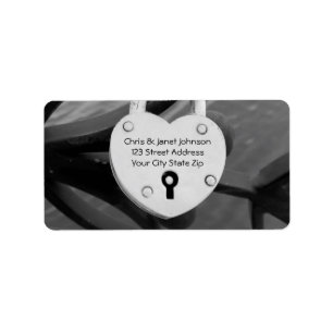 Romantic heart love lock photo address labels