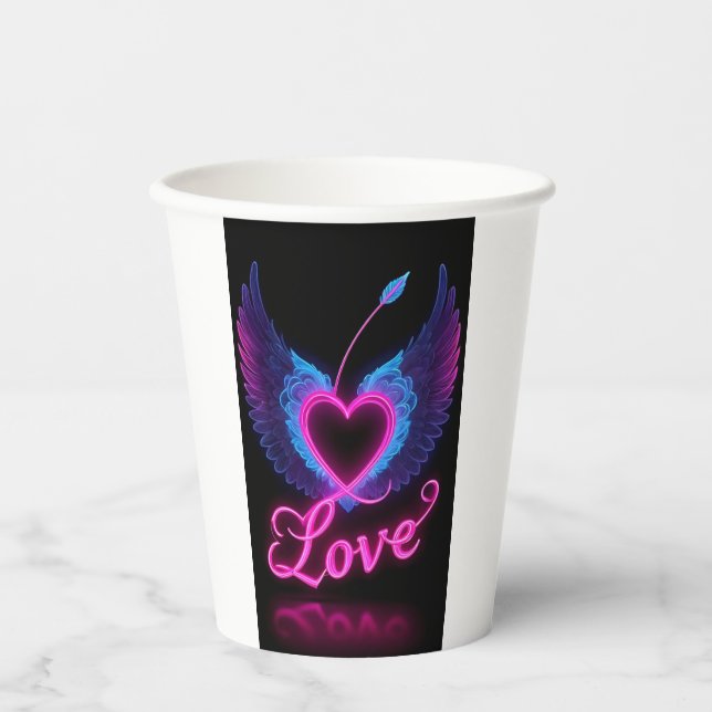 Romantic Heart Love Wings Paper Cups (Front)