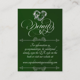 Romantic Heart, Monogram & QR Code - Emerald Enclosure Card