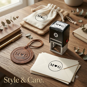 Romantic Heart Monogram self-inking stamp for Love