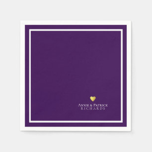 Romantic Heart of Love wife & husband names purple Napkin
