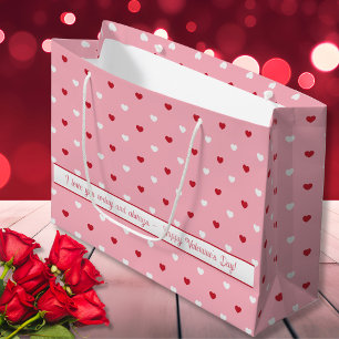 Romantic Heart-Patterned /Add Your Custom Message Large Gift Bag