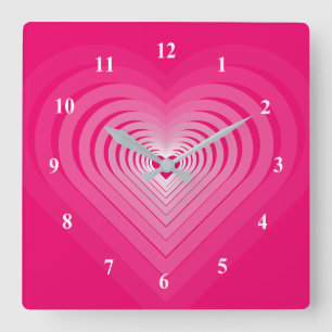 Romantic Heart Pink Clock