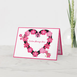 Romantic Heart Pink Flowers Card