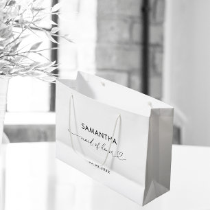 Romantic Heart Script Minimalist Maid of Honour Large Gift Bag