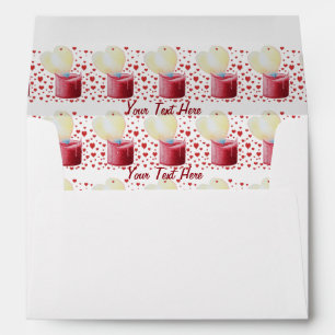 romantic heart shaped buring flame red candle envelopes