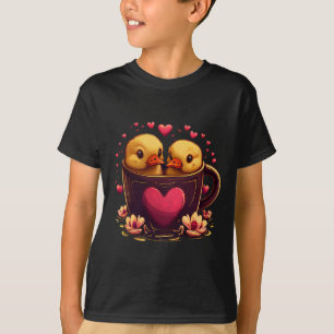 Romantic Heart-Shaped Duck Couple, Valentine's Day T-Shirt