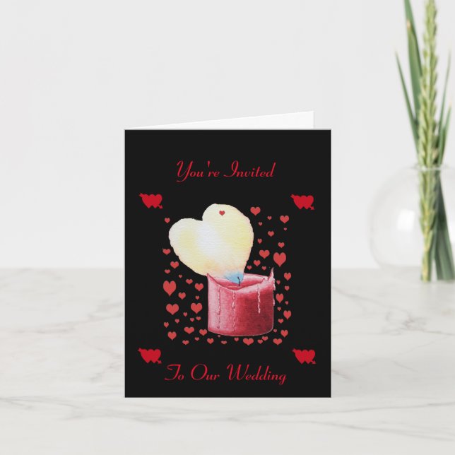 Romantic heart shaped flame for weddings invitation (Front)