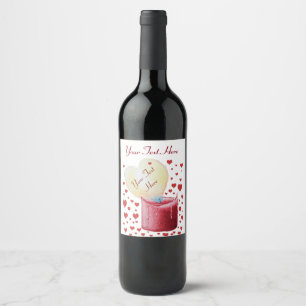 Romantic heart shaped flame for weddings wine label