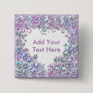Romantic Heart Soft Pink Pastel Colours Add Text 15 Cm Square Badge