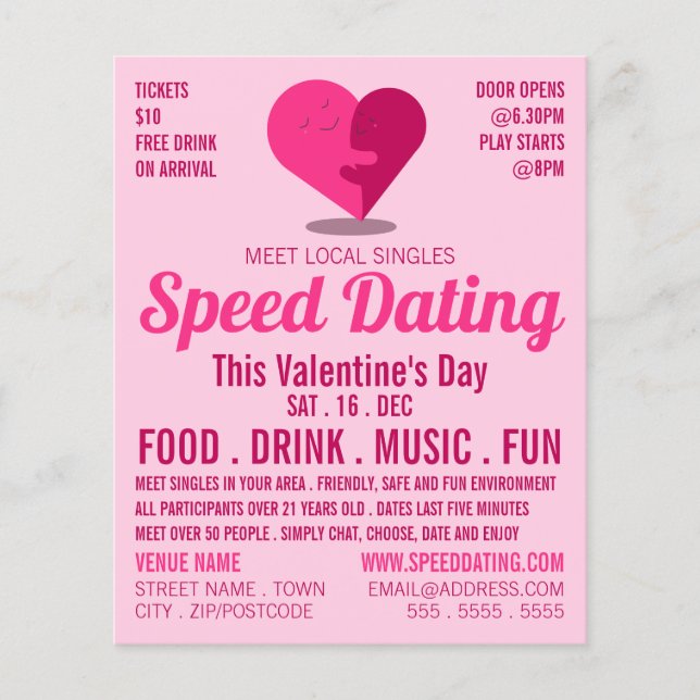 Romantic Heart, Speed Dating Event Advertising Flyer (Front)