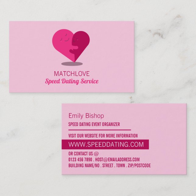 Romantic Heart, Speed Dating Event Organizer Business Card (Front/Back)