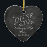 Romantic Heart Thank You on Chalkboard Ceramic Tree Decoration<br><div class="desc">This holiday ornament is a Thank You Favour printed on an illustrated chalkboard background.</div>