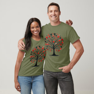 Romantic Heart Tree Watercolor Illustration T-Shirt