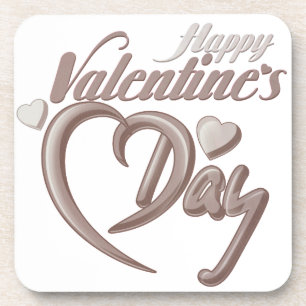 Romantic Heart Valentine’s Day Script Typography Coaster