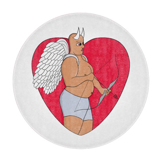 Romantic Heart With an Unusual Cupid Cutting Board (Front)