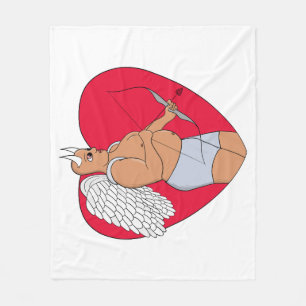 Romantic Heart With an Unusual Cupid Fleece Blanket