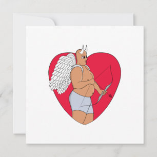 Romantic Heart With an Unusual Cupid Holiday Card
