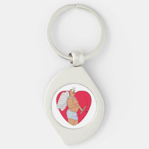 Romantic Heart With an Unusual Cupid Key Ring