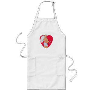 Romantic Heart With an Unusual Cupid Long Apron
