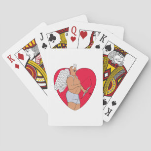 Romantic Heart With an Unusual Cupid Playing Cards