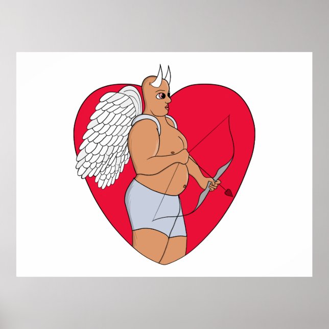 Romantic Heart With an Unusual Cupid Poster (Front)