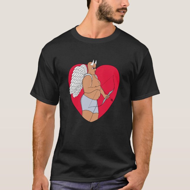 Romantic Heart With an Unusual Cupid T-Shirt (Front)