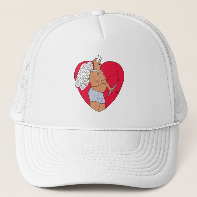 Romantic Heart With an Unusual Cupid Trucker Hat (Front)