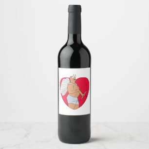 Romantic Heart With an Unusual Cupid Wine Label