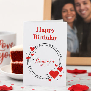 Romantic Hearts Birthday  Holiday Card