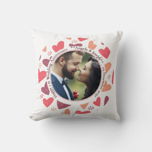 Romantic Hearts – Custom Photo Anniversary Pillow