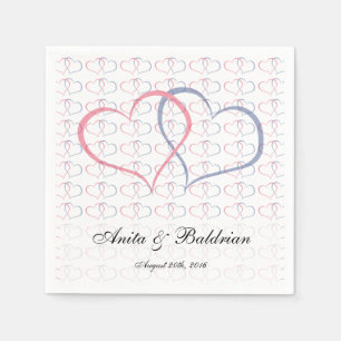 Romantic Hearts Graphical She He Pink Blue Napkin