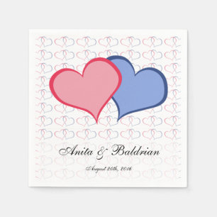 Romantic Hearts Graphical She He Pink Blue Napkin