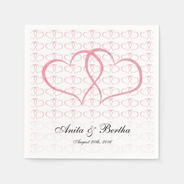 Romantic Hearts Graphical She She Pink Napkin (Front)