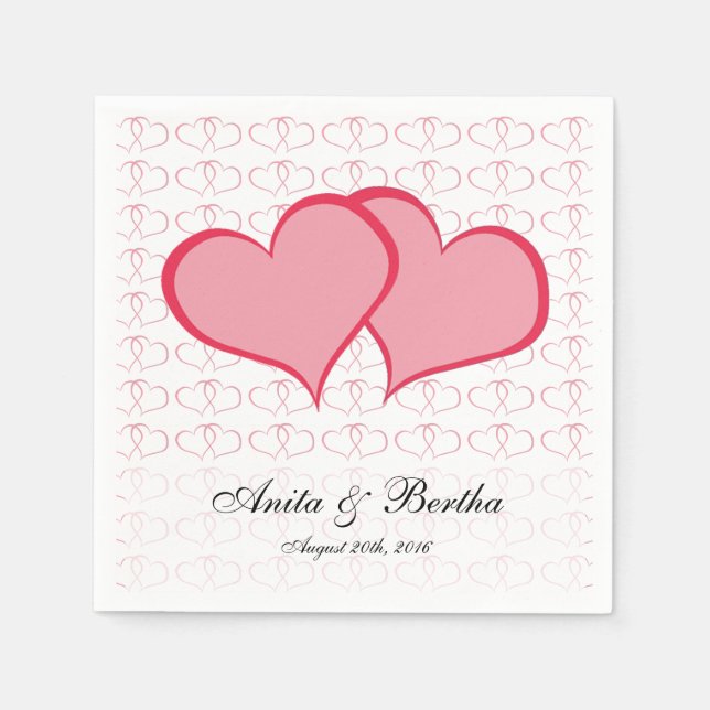 Romantic Hearts Graphical She She Pink Napkin (Front)