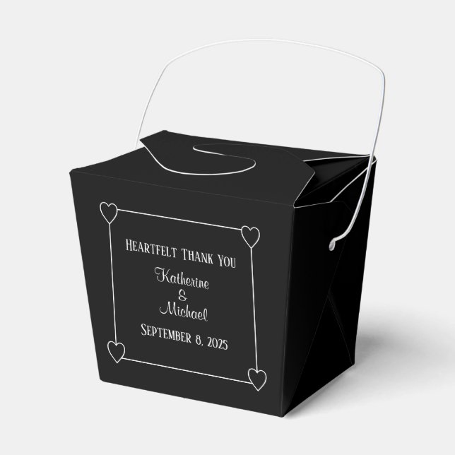 Romantic Hearts Modern Black Simple Wedding Favour Box (Front Side)