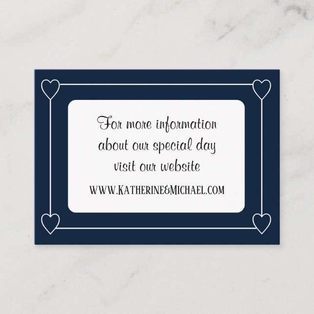 Romantic Hearts Modern Blue and White Wedding Enclosure Card (Front)