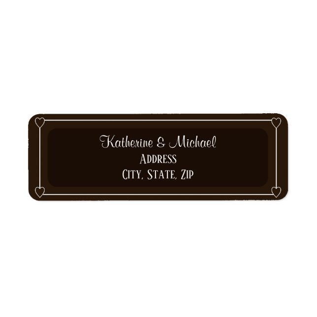 Romantic Hearts Modern Dark Brown Simple Wedding (Front)