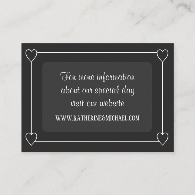 Romantic Hearts Modern Dark Grey Simple Wedding Enclosure Card (Front)